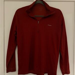 Patagonia Capilene midweight baselayer zip-neck pullover in red/orange